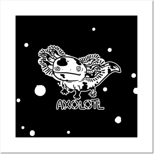 MOSAIC  WHITE BLACK AXOLOTL mud puppy t-shirt Posters and Art